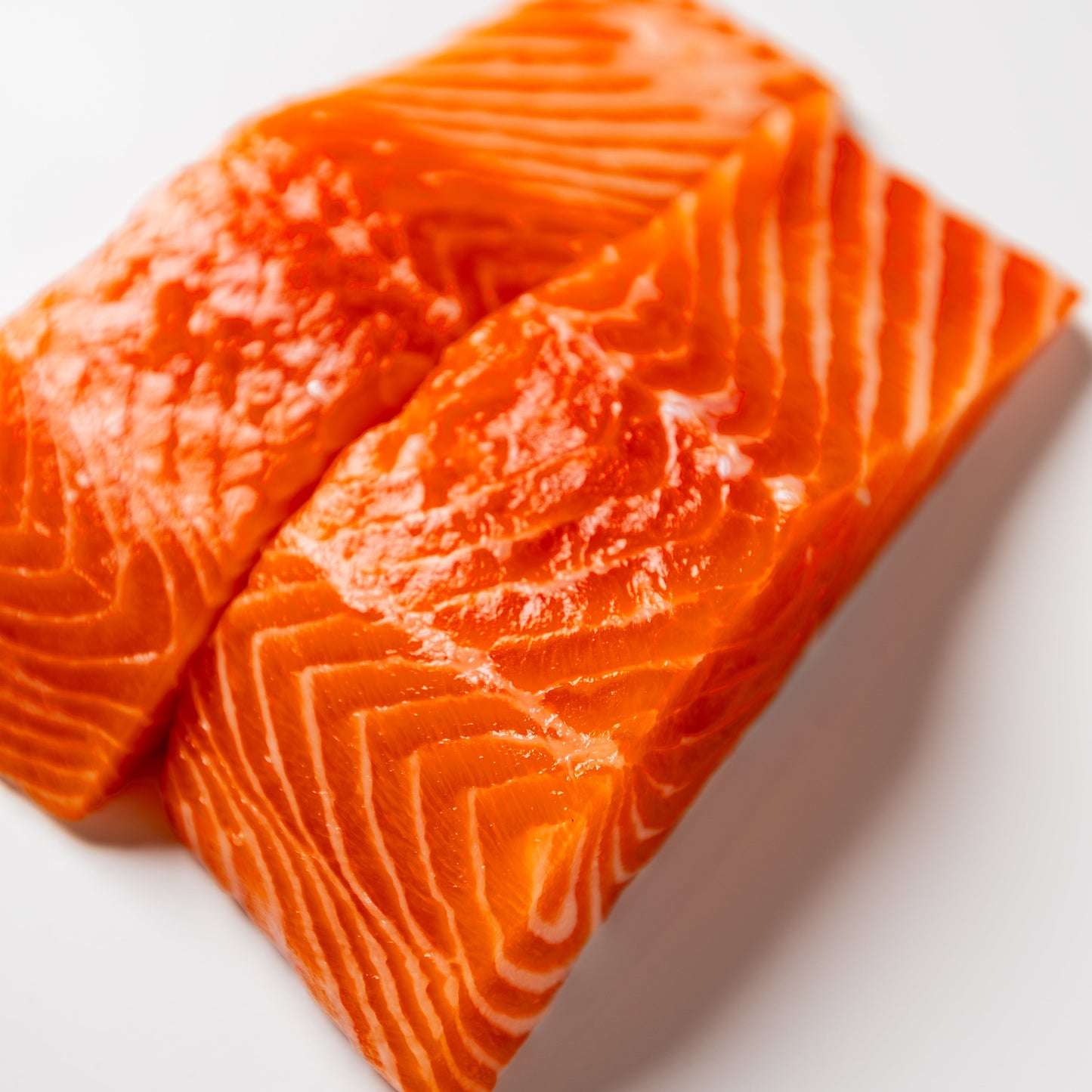 
                  
                    Two pieces of raw salmon on a white background Kailis Bros
                  
                